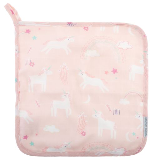 Muslin Hooded Towel With Washcloth Unicorn