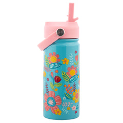 Insulated Stainless Steel Bottle with Handle Turquoise Blue